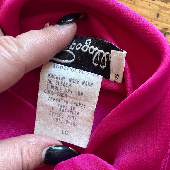 Pappagallo Vintage Hot Pink Silky Button Down Top Size 10 - Picture 2 of 5